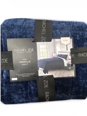 Rachel Zoe Chenille Blue King Quilt 106”x92”